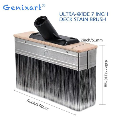 7-Inch Deck Stain Brush Applicator for Applying Paints, Sealers on Wood, Fence, Brick, Concrete Walls - Heavy-Duty Outdoor Oil Staining Brush