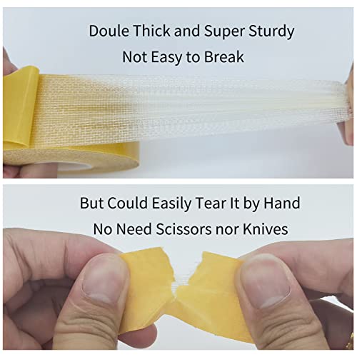 Double Sided Fabric Tape Heavy Duty,Universal High Tack Strong,1.18inx66FT(20m) Super Sticky Resistente Clear Tape,Strong Wall Adhesive with Fiberglass Mesh,Easy Use Mounting Tape