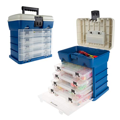 Storage Tool Box Organizer - Utility Box with 4 Drawers and 19 Compartments for Camping Supplies and Fishing Tackle by Wakeman Outdoors - color: Dark Blue