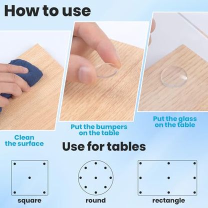 20 PCS Glass Table Top Anti Slip Pads, 0.8" Non-Adhesive Clear Rubber Bumpers Round Table Protector Grippers to Keep Furniture Cabinet Door from Sliding