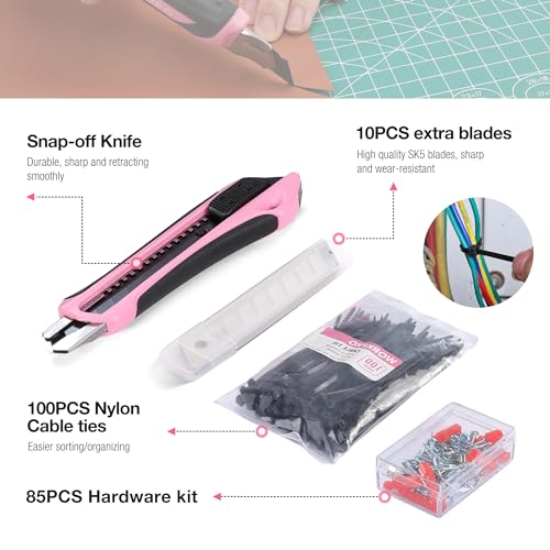 WORKPRO Pink Tool Set, 258 PCS Tool Kit for Women, Basic Household Case with Hammer, Screwdriver Set, Portable for Home Repair, New Apartment, House-Warming, DIY - Pink Ribbon