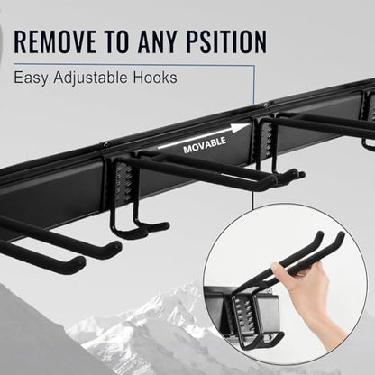 Aking Ace Wall Mount Tool Storage Rack, Garage Organization, Heavy Duty Garage Storage Tool Organizer, Garden Tool Wall Hooks and Hangers, Hold Up to 350lbs Black 2Pack - size: 96inch