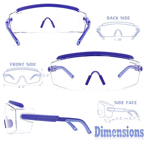 UKNOW Safety Goggles Over Glasses, Safety Glasses Anti Fog Wraparound Eye Protection, Protective Eyewear ANSI Z87.1 - color: Very Peri