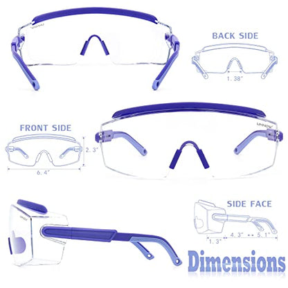 UKNOW Safety Goggles Over Glasses, Safety Glasses Anti Fog Wraparound Eye Protection, Protective Eyewear ANSI Z87.1 - color: Very Peri