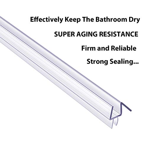Butecare Premium Frameless Shower Door Bottom Seal Strip for Glass Doors - Shower Door Seal Sweep (1/2” x 39”, Clear Vinyl) - size: 1/2”x 39”