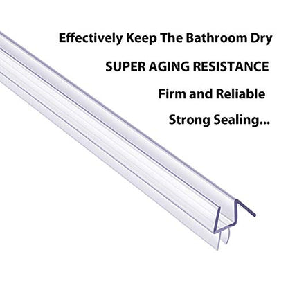 Butecare Premium Frameless Shower Door Bottom Seal Strip for Glass Doors - Shower Door Seal Sweep (1/2” x 39”, Clear Vinyl) - size: 1/2”x 39”