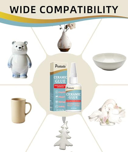 Ceramic Glue, 35g Heavy Duty Super Strong Clear Glue, Waterproof Heat Resistant Adhesive for Ceramic Bonding, Repair, Porcelain, Tile, Pottery, Mugs, Dishes, DlY Kits - style: Ceramic Glue