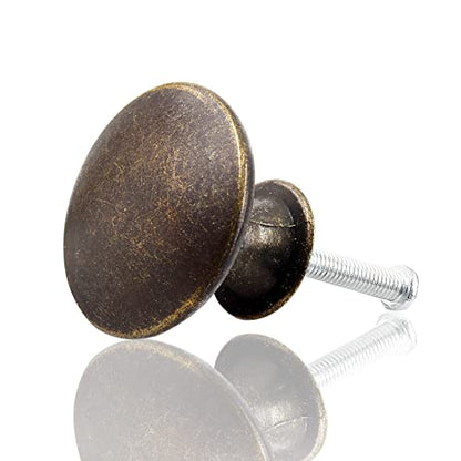 Zorfeter 10 Pcs Antique Brass Cabinet Knobs Round Rustic Brass Drawer Knobs Hardware Pulls Handles for Kitchen Cupboard Dresser, 30mm Diameter - color: Antique Brass Cabinet Knobs