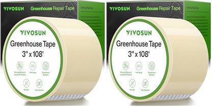 VIVOSUN Greenhouse Repair Tape, 6.3 mil 3" x 108' Weatherproof Clear Poly Patch Tape, Heavy Duty Greenhouse Sheeting Coverings Film Tape for Plastic Sheeting and Tents (Pack of 2) - size: 3”x108’ (Pack of 2)