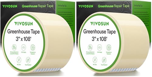 VIVOSUN Greenhouse Repair Tape, 6.3 mil 3" x 108' Weatherproof Clear Poly Patch Tape, Heavy Duty Greenhouse Sheeting Coverings Film Tape for Plastic Sheeting and Tents (Pack of 2) - size: 3”x108’ (Pack of 2)