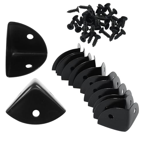 24 Pcs Metal Corner Protectors Black Edge Guard Furniture Edge Corner Cover Angle Corner Brackets with Mounting Screws for Box Table Cabinet(1"x1"x1") - size: Black,1 inch,24pcs