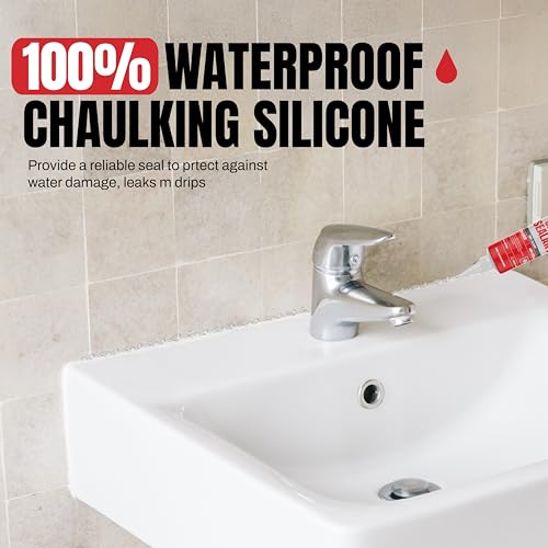 GH1200 150 ML/5 FL Oz Silicone Caulk Clear Silicone Sealant Waterproof, Kitchen & Bathroom Caulk - Shrink & Crack Proof - Indoor & Outdoor Use Silicone Glue - Strong Caulking Formula Tube - style: 150 ML Clear Sealant