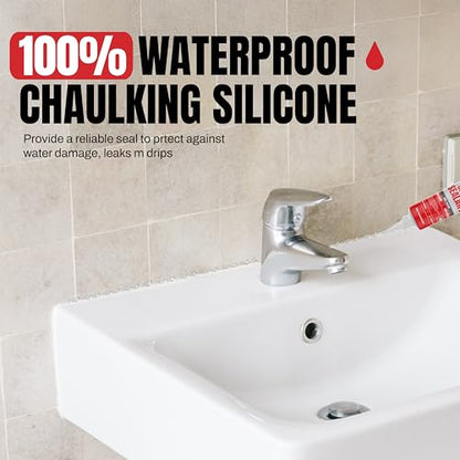 GH1200 150 ML/5 FL Oz Silicone Caulk Clear Silicone Sealant Waterproof, Kitchen & Bathroom Caulk - Shrink & Crack Proof - Indoor & Outdoor Use Silicone Glue - Strong Caulking Formula Tube - style: 150 ML Clear Sealant
