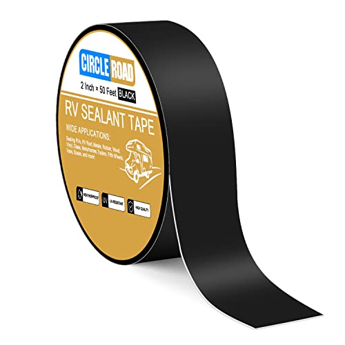 CircleRoad RV Roof Tape Black, 2 Inch X 50 Feet RV Repair Sealant Tape, Stop Camper Roof Leaks, UV-Resistant, Weatherproof and Reliable for Camper, Trailer, Boat (2In-50FT Black) - style: 2In-50FT Black