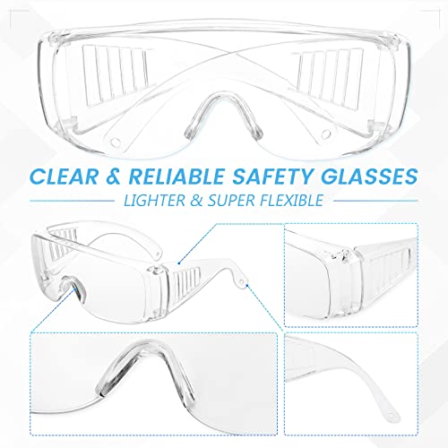 WFEANG Clear Safety Glasses bulk, Lightweight Protective Eyewear For Men Women, Over Goggles Impact Scratch Resistant - color: 24 Pack-clear