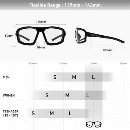 REV Z87+ Powersports Motorcycle Riding Goggles High Impact Photochromic UV400 Sports Wrap Sunglasses Safety Glasses - color: Crystal Black