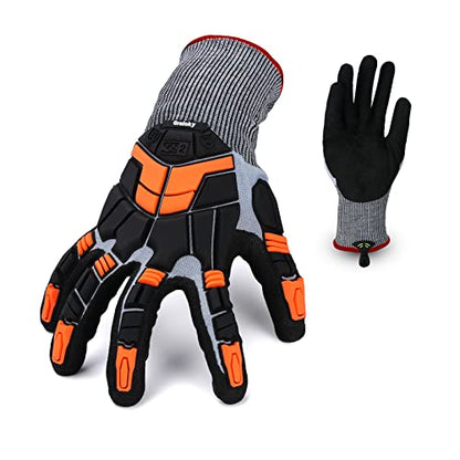 Safety Work Gloves with Impact Protection for Men Women, Touch Screen Anti-Slip TPR Heavy Duty Gloves with Nitrile Grip,Cut Resistant Gloves for Mining/Gardening/Farming/Construction(XX-Large) - size: XX-Large