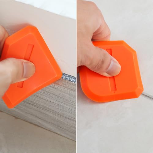 ZZRANYE Orange Caulking Tool Kit 3PCS, Silicone Finishing Tool Set with Multi-Edges for Sealing Grout, Caulk Smoothing & DIY Crafts, Reusable Caulk Remover Tools Sealant Finishing Grout Scraper - color: Orange