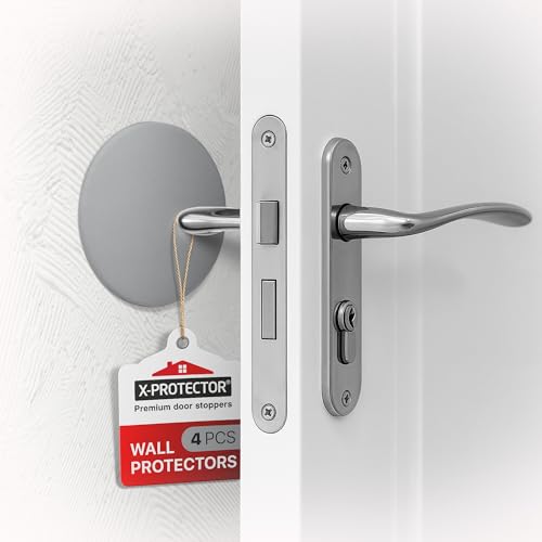 X-Protector Door Stoppers for Wall - 4 PCS, 3.15" - Self-Stick Door Knob Wall Protector - Silicone Wall Protectors from Door Knobs - Door Stopper Wall Protector from Furniture, Doors & Other Objects! - size: Light Gray, 3.15", 4 pcs