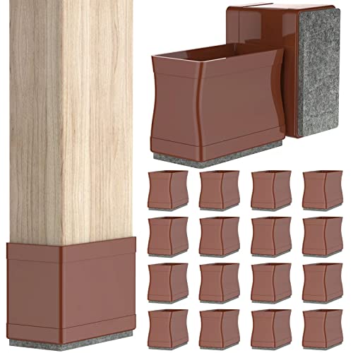 1" x 1.75" Rectangle Chair Leg Floor Protectors for Hardwood Floors Silicone Covers to Protect Wood Tile Floors Felt Pads Furniture Leg Caps Reduce Noise.Easy to Move.16 PCS Brown. - color: Brown, size: Rectangle(1×1.75")