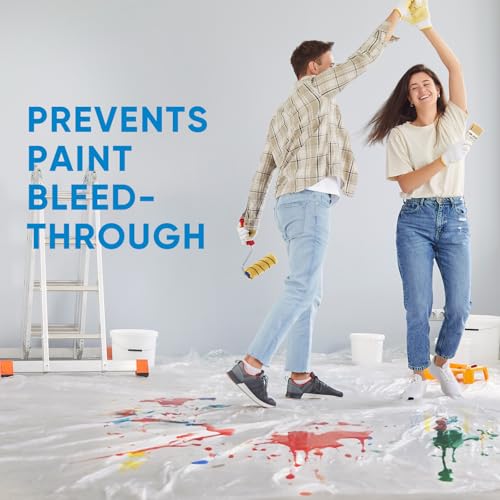TICONN 12 x 9 Ft Plastic Drop Cloth for Painting, Waterproof Painters Plastic Sheeting, Painting Tarp for Furniture Cover, Floor Protection (6PK, 1.2Mil) - size: 1.2 Mil