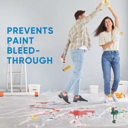 TICONN 12 x 9 Ft Plastic Drop Cloth for Painting, Waterproof Painters Plastic Sheeting, Painting Tarp for Furniture Cover, Floor Protection (6PK, 1.2Mil) - size: 1.2 Mil