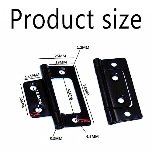Bi-Fold Door Hardware 8 Pack Non-Mortise Door Hinges Heavy Duty Bifold Butt Cabinet with Mounting Screws Stainless Steel Ball Bearing Black