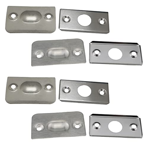 4Sets Small Closet Door Ball Catch Cabinet Stainless Steel Drive in Ball Catch with Strike Plate Drive-in Spring Ball Latches Brushed Stain Finish Hardware