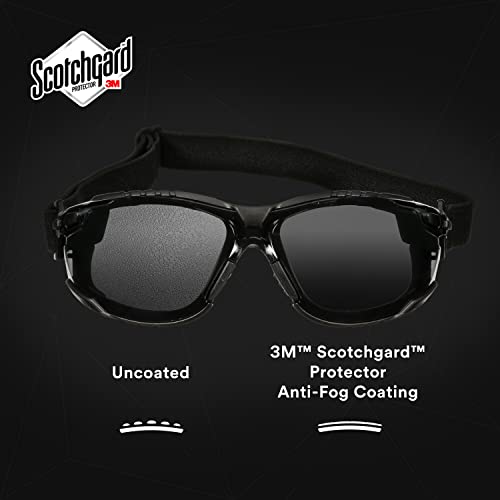 3M Safety Glasses, Solus 1000 Series, S1502SGAF-KT, Kit with Removable Foam Gasket and Strap, Black Frames, Gray Scotchgard Anti-Fog Coated Lens, Pack of 1 - color: Black Frame