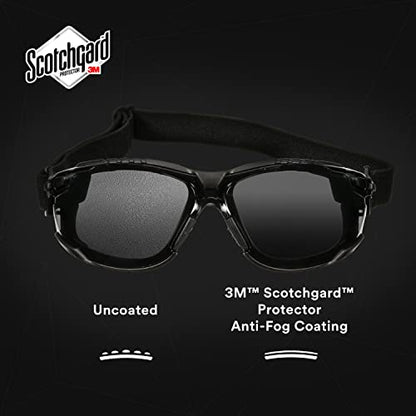 3M Safety Glasses, Solus 1000 Series, S1502SGAF-KT, Kit with Removable Foam Gasket and Strap, Black Frames, Gray Scotchgard Anti-Fog Coated Lens, Pack of 1 - color: Black Frame
