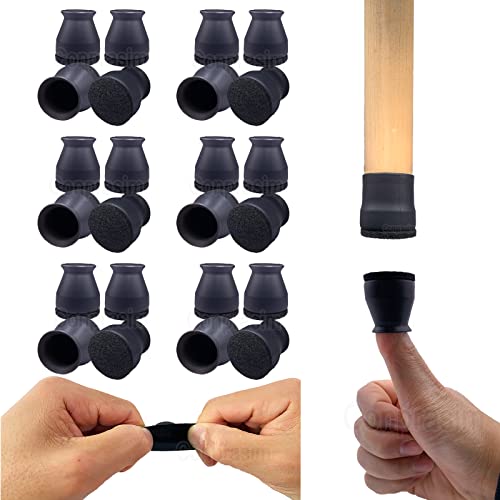 Small Fit 15/16”to 1 7/32”Chair Leg Caps Floor Protectors Furniture Leg Feet Protective Cover, Chair Leg Protectors for Hardwood Floors, Silicone Furniture Pads with Felt, Slide No Scratches No Noise - color: 24pack-black, size: Small Fit: 15/16"~1 7/32"