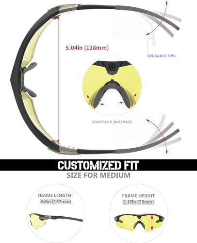 HTS HUNTERSKY Ballistic Tactical Shooting Glasses ANSI Z87+ UV400 Protective Eyewear - color: Yellow