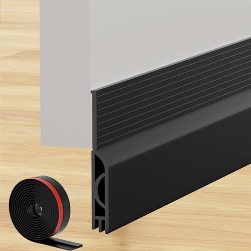 Under Door Draft Stopper, Self-Adhesive Door Sweep for Bottom of Door, Weather Stripping Doors Seal Soundproofing Insulation Strip, Doors Bottom Gap Blocker for Exterior/Interior (78Inch, Black) - color: Black, size: 78Inch