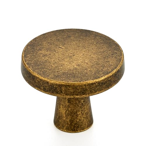 Ravinte 25 Pack Drawer Pulls 1-1/4 Inch Kitchen Cabinet Knobs Solid Round Dresser Drawer Knobs Antique Brass Dresser Knobs Drawer Knobs Simple Cabinet Hardware for Cupboard Drawer Pulls - color: Antique Brass