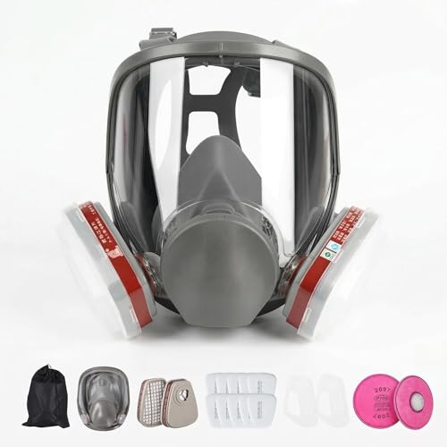 LAUCO Full Face Respirаtor Reusable, Organic Vapor Respirаtor Compatible with Particulate Filter, Protection for Painting, Machine Polishing, Welding