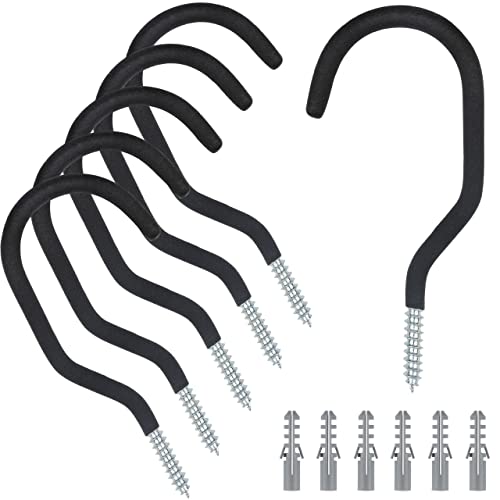 KURUI Road Bike Hooks for Garage Wall, 6 Pack Heavy Duty Bicycle Hangers for Hanging, Wall Mount Bicycle Storage for Ceilings, No Drill Large Ceiling Hooks for Hanging Plants - style: 6 Pcs-6 in