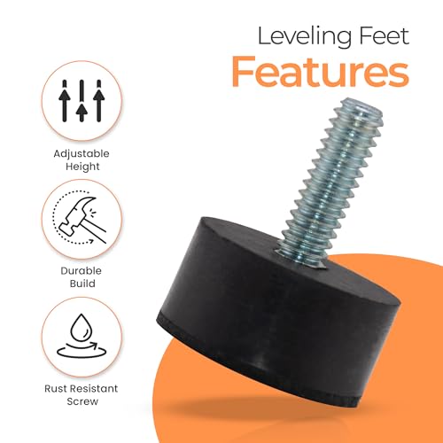 NEWBYTEK 1/4-20 Rubber Adjustable Furniture Leveler，12 Pack Leveling Feet Screws in Threaded, Feet Levelers Screw On Furniture Glide Leveling for Table, Chair, Furniture Legs - size: 1/4"-20 No Nuts, 12pcs