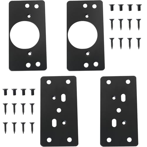 2 Sets Black Stainless Steel Repair Plate Multi Hole Hinge Mounting Plate Furniture Restoration Tool Suitable for Cabinet Storage Units Wardrobes Dressers