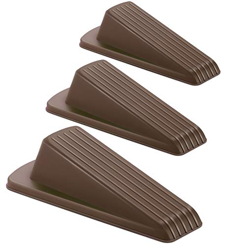 Crosize Rubber Door Stoppers for Floor, Door Stop Wedge for Heavy Duty Door, 3 Pack, Brown - color: Brown, size: Standard 3 Pack