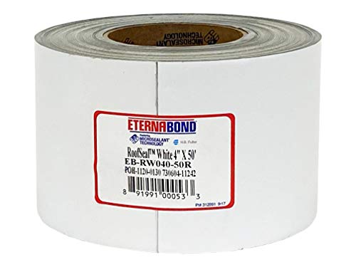 EternaBond RoofSeal White 4" x50' MicroSealant UV Stable RV Roof Seal Repair Tape | 35 mil Total Thickness - EB-RW040-50R - One-Step Durable, Waterproof and Airtight Sealant - color: White, size: 4" x 50'