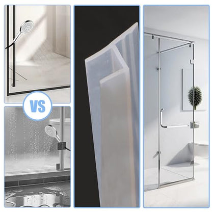 Shower Door Seal Strip (Leak-Proof, 10FT Long, 3/8'' Inch Wide, Silicone), Frameless Glass Door Weather Stripping - size: 10mm