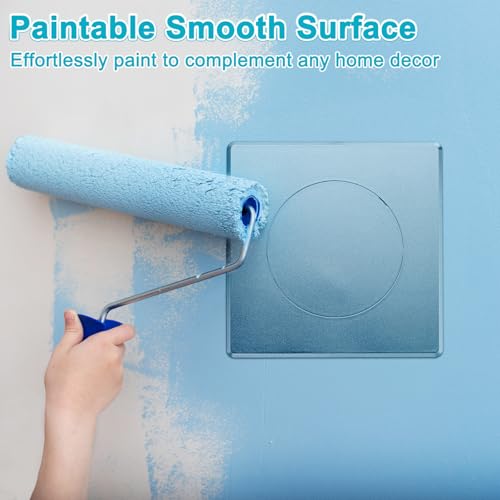 M METERXITY 1-Pack Access Panel for Drywall, 4x4 Inch Plastic Self Adhesive Wall Hole Cover Access Doors for Wiring Cable/Ceiling, Removable Plumbing Wall Panel [Silver Tone, Round] - color: Silver Tone
