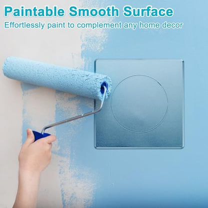 M METERXITY 1-Pack Access Panel for Drywall, 4x4 Inch Plastic Self Adhesive Wall Hole Cover Access Doors for Wiring Cable/Ceiling, Removable Plumbing Wall Panel [Silver Tone, Round] - color: Silver Tone