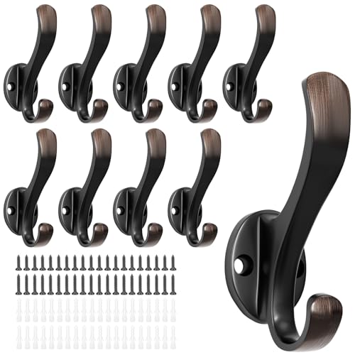 Coat Hooks Heavy Duty - Easy to Install Metal Towel Hooks Screw-in Wall Hooks for Hanging Towel, Key, Robe, Scarf, Entryway Cubicle Closet Mudroom Bathroom Garage (10 Pack-Vintage) - color: 10 Pack-Vintage