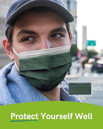 FriCARE Made in USA Disposable Face Masks, 3-Ply ASTM Level 3 Medical Grade, Breathable & Comfortable for Adult Daily Work/Sun Protection, 50 Pack Peacock Majesty - color: Peacock Majesty
