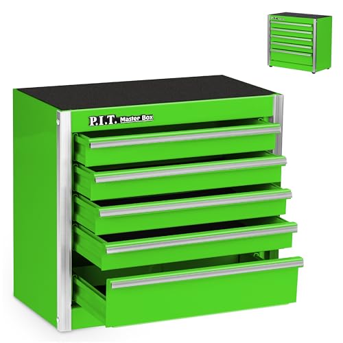 P.I.T. Mini Tool Box 8.6 Inch, Portable 5-Drawer Micro Roll Cab Steel Tool Box with Liner, Green Small Tool Case for Tools Storage, Home DIY - color: Green, size: 5-Drawer