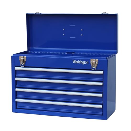 Workington Portable Metal Tool Chest with 4 Drawers, 20" 4-Drawer Tool Chest Cabinet with Ball Bearing Drawer Slides, Steel Tool Storage Box Organizer 4004 Blue - color: Blue