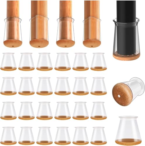 Ansible 24 pcs Chair Leg Floor Protectors, Furniture Felt Pads Silicone Covers caps for Chairs,Chair Leg Protectors for Hardwood Floors (X-Small fit:0.5''-0.89'') - color: Clear-24pcs, size: Universal Xs