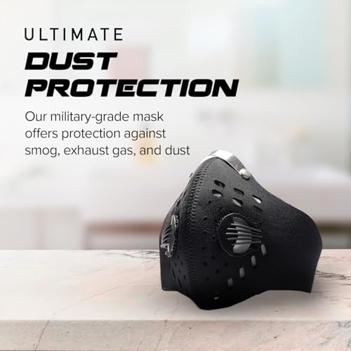 ECO-GEAR Anti Pollution Face Mask with Military Grade Protection | Anti Smoke, Exhaust Gas, Dust & Pollen - color: Black-large