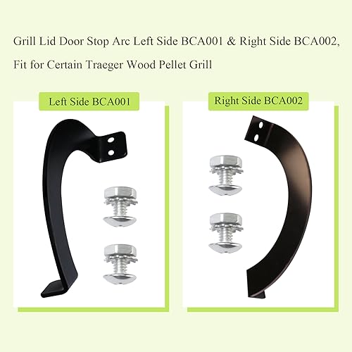 BCA001 Left & BCA002 Right Side Grill Lid Door Stop Arc, 74050 & 74051 Grills Lid Hinge Kit W/Screws, Fits Pro Series 22, Tailgater 20, Century 885, Eastwood 22